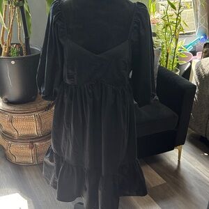 Banana Republic Black Poplin Dress Baby doll mini